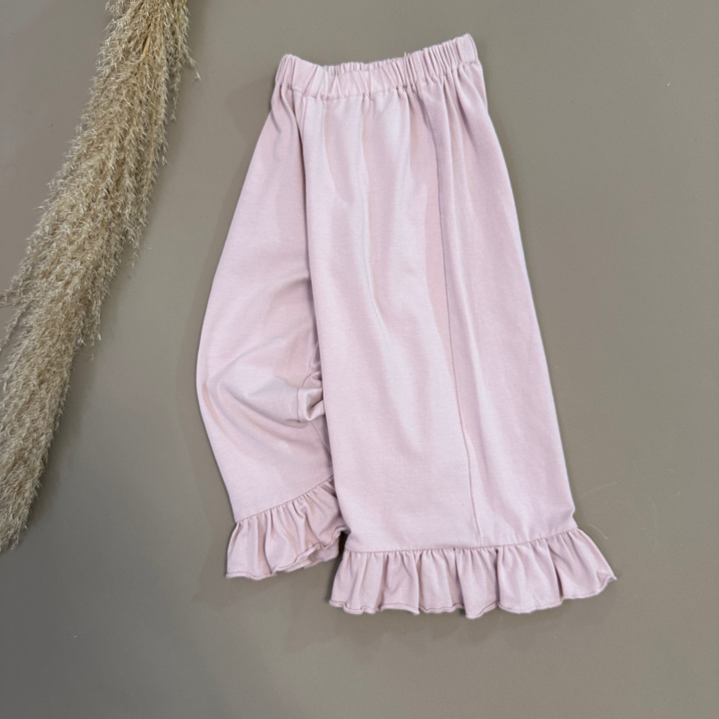 Pantalone palazzo fiore in jersey di cotone con ruches