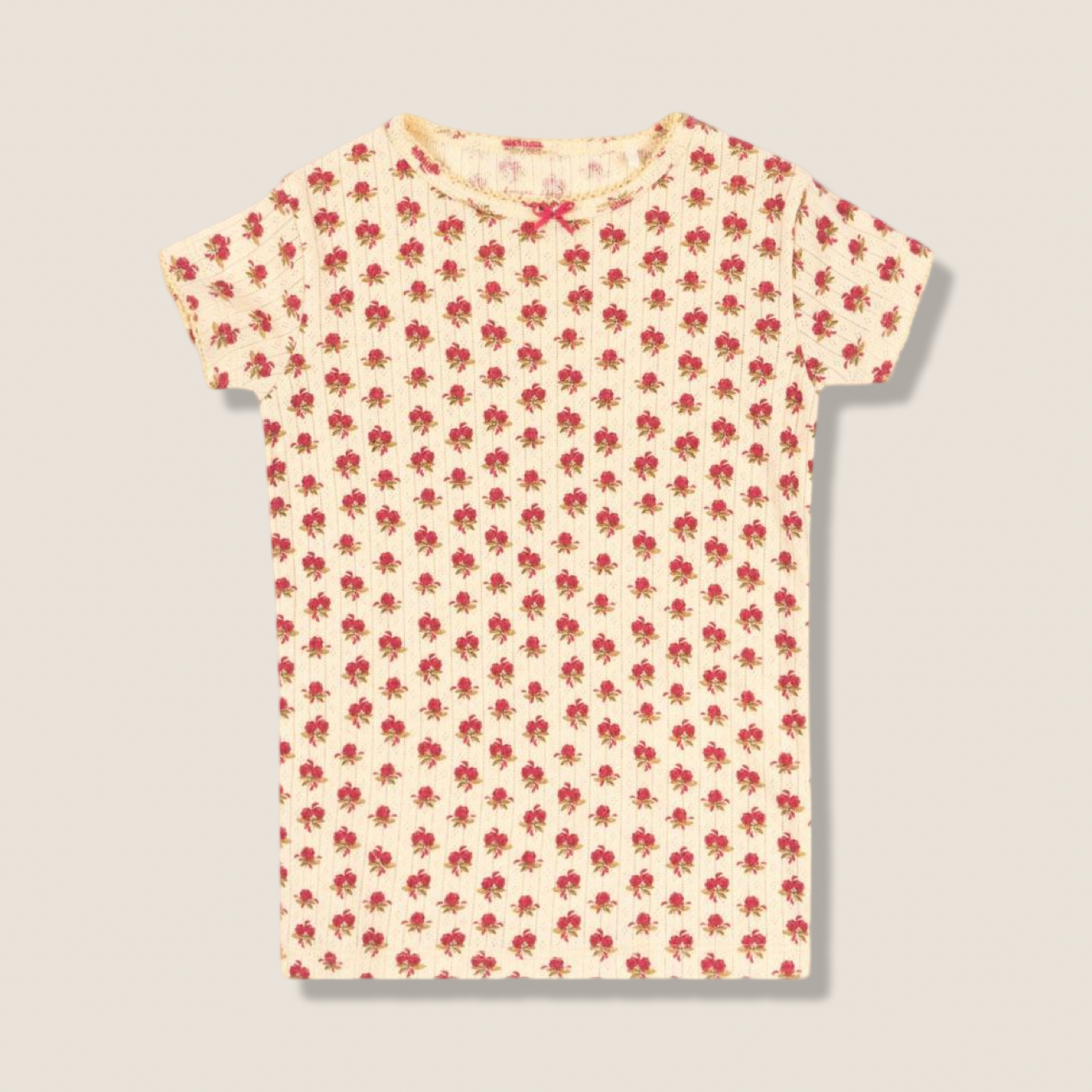 T-shirt in cotone organico traforata con fiorellini