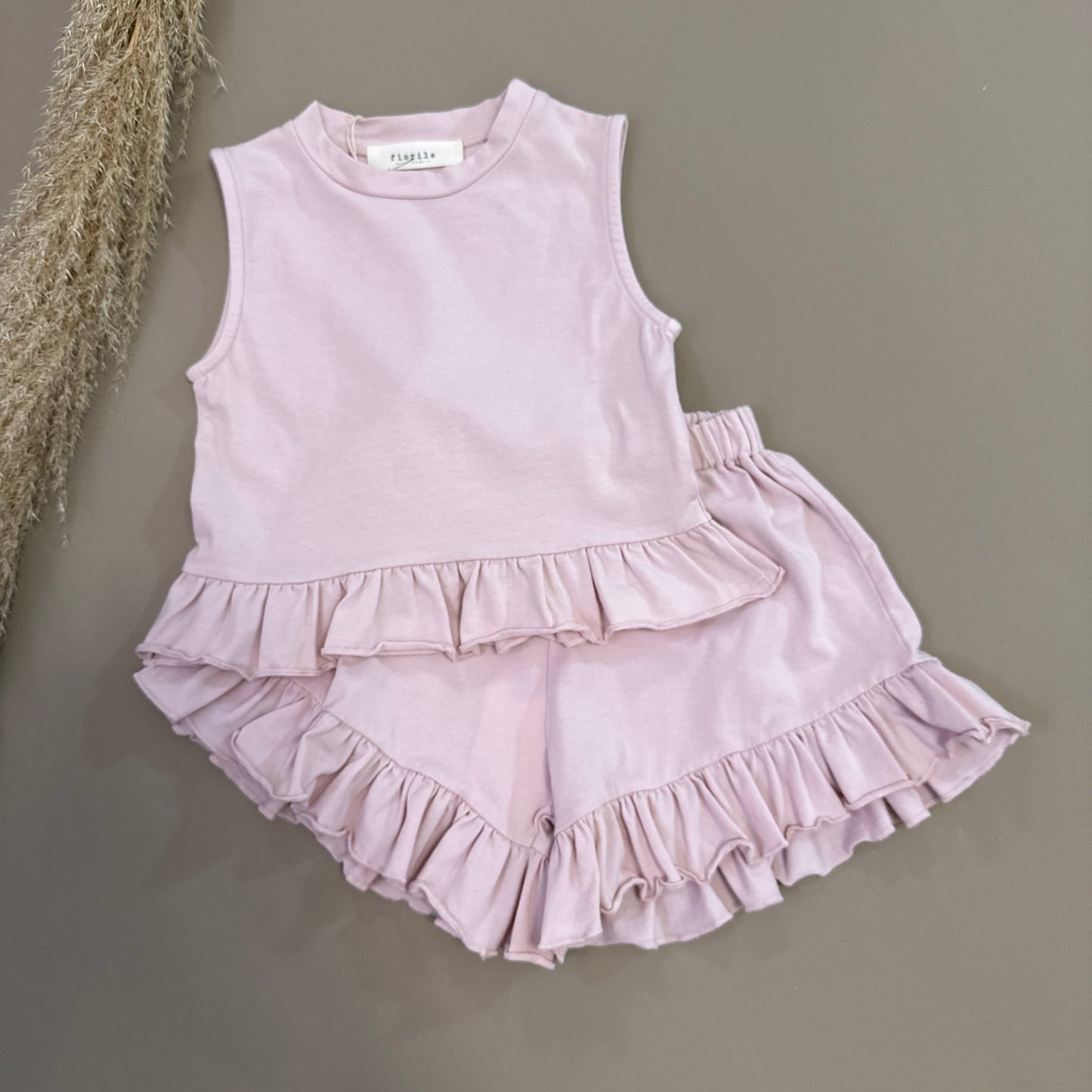 Top in jersey di cotone con ruches colore fiore