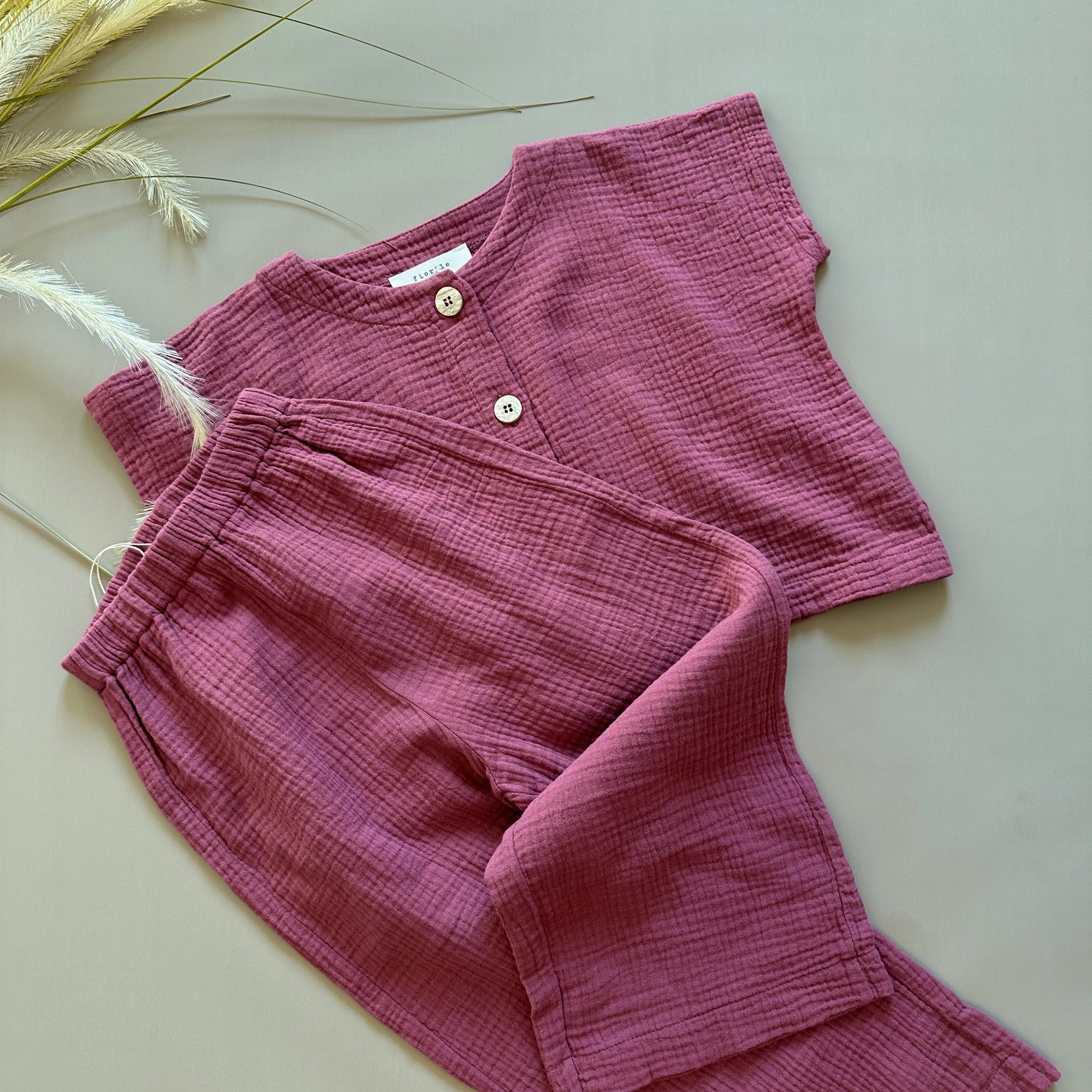 Pantalone in mussola di cotone deco rose