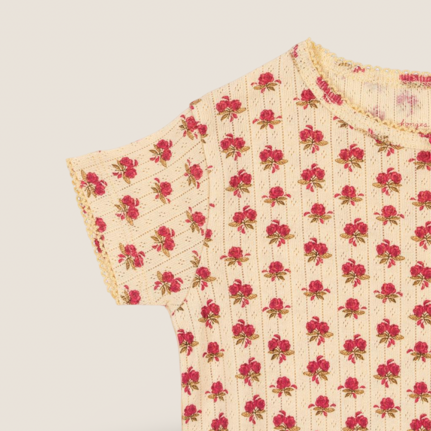 T-shirt in cotone organico traforata con fiorellini