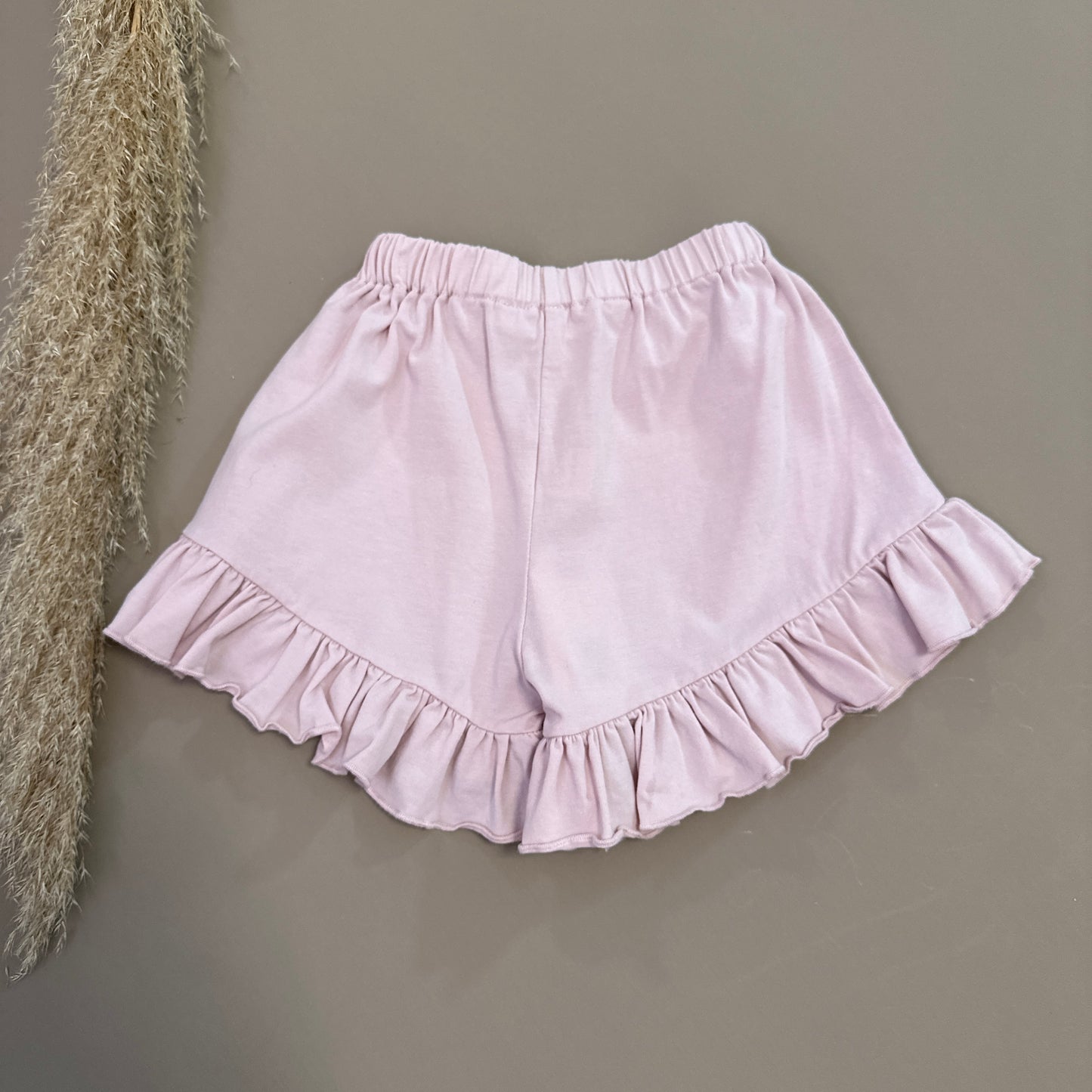 Pantaloncini in jersey di cotone con ruches colore fiore