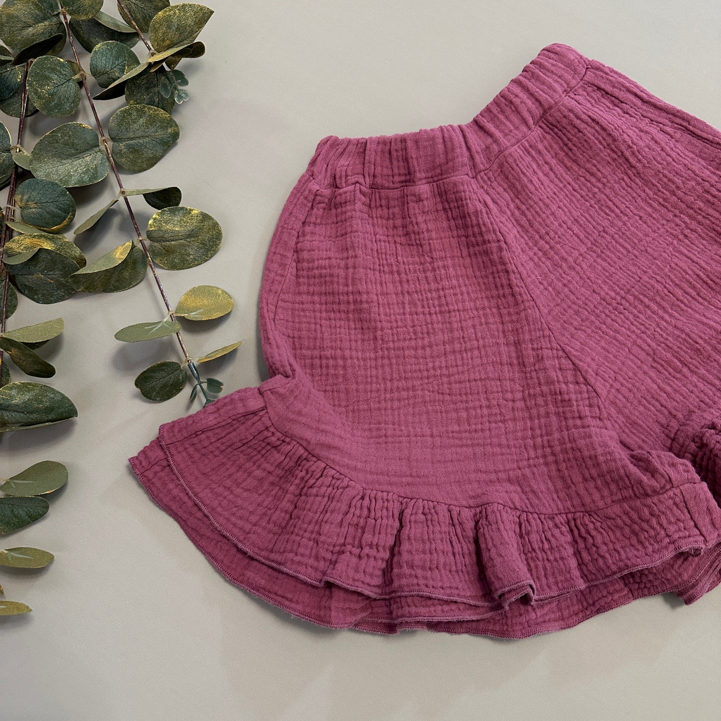Pantaloncino in mussola di cotone feci rose