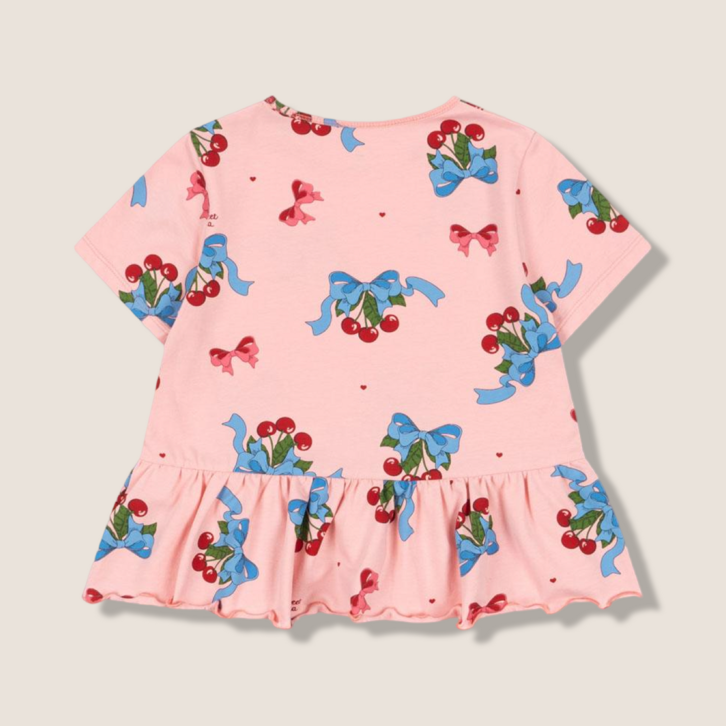T-shirt in cotone organico con amarene e ruches - GOTS