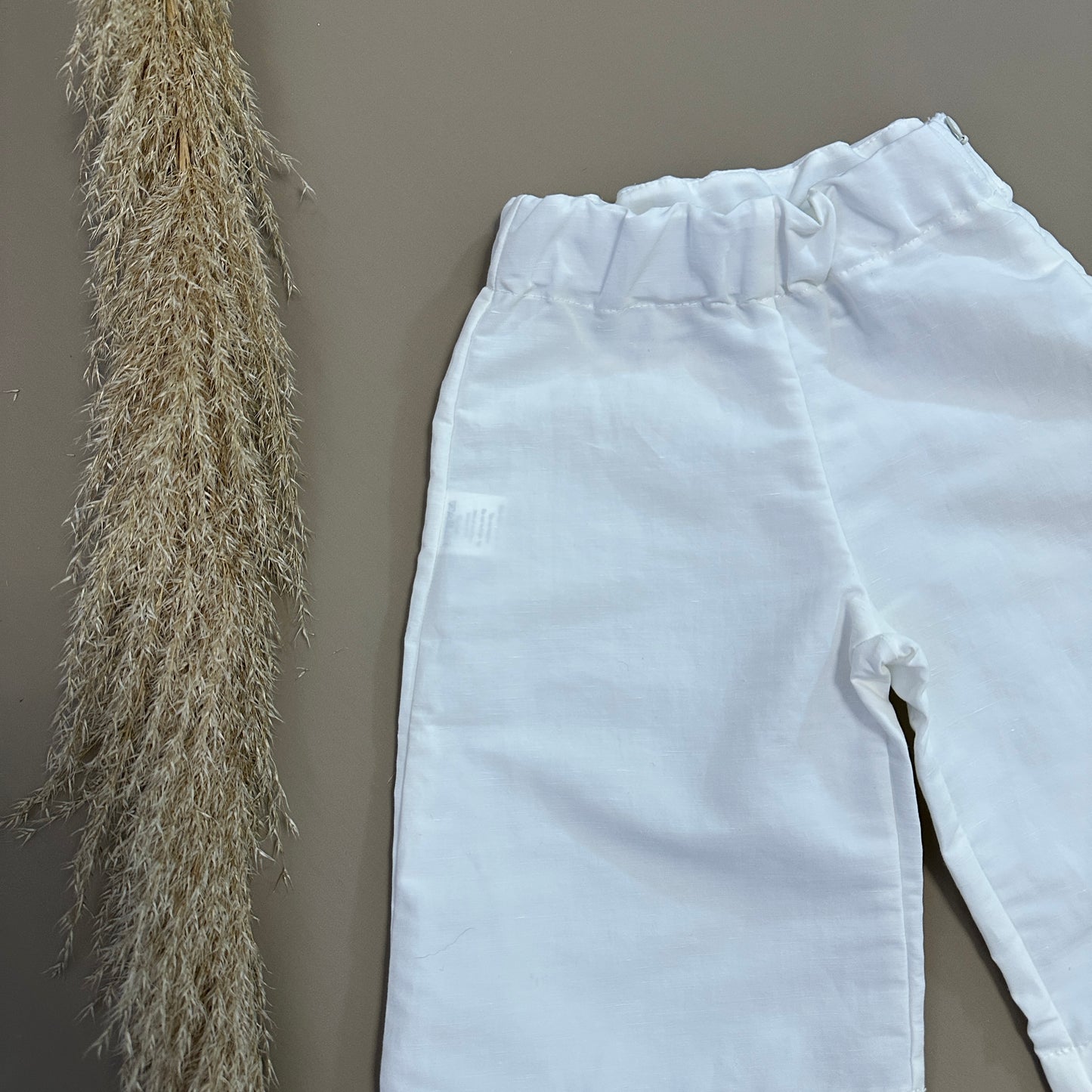Pantalone a zampa vita alta - off white