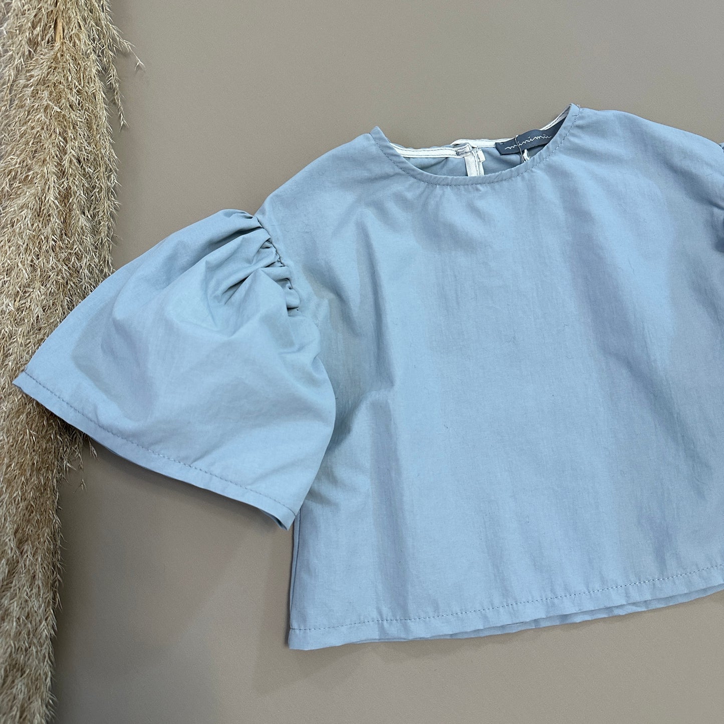 Blusa in cotone manica a campana sky