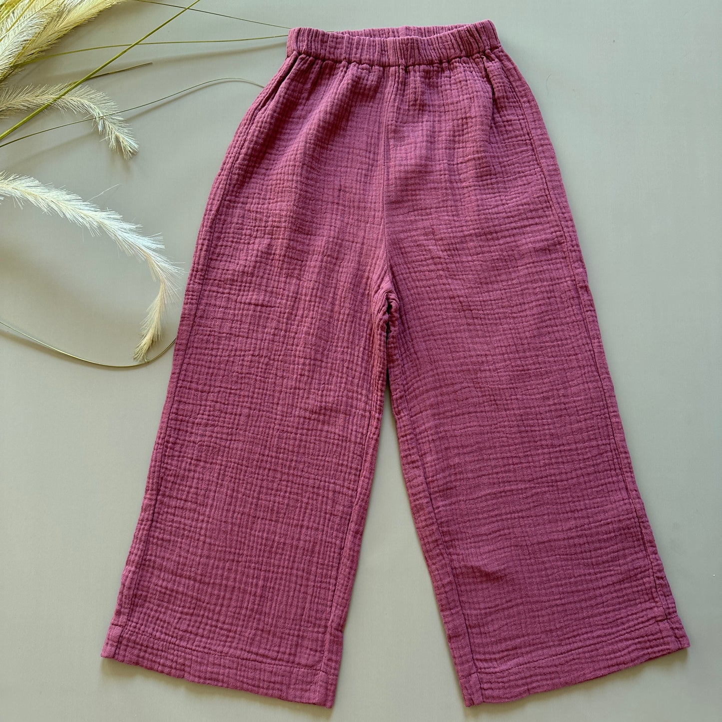 Pantalone in mussola di cotone deco rose