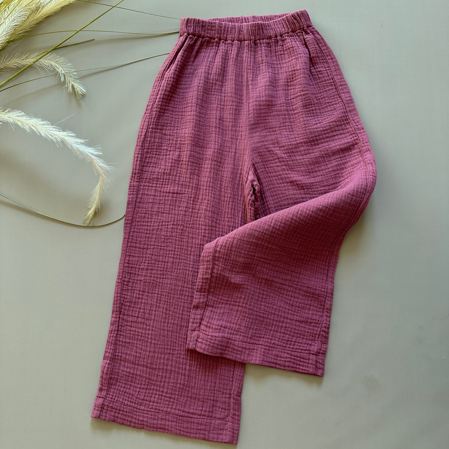 Pantalone in mussola di cotone deco rose