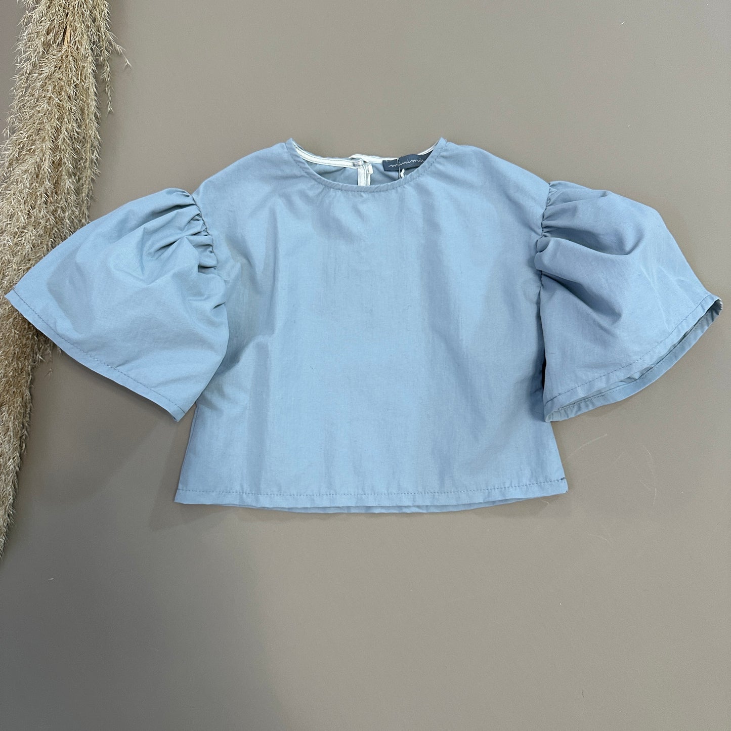 Blusa in cotone manica a campana sky