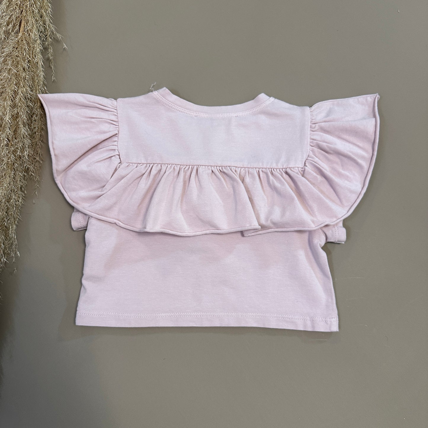 Top in jersey di cotone con ruches fiore