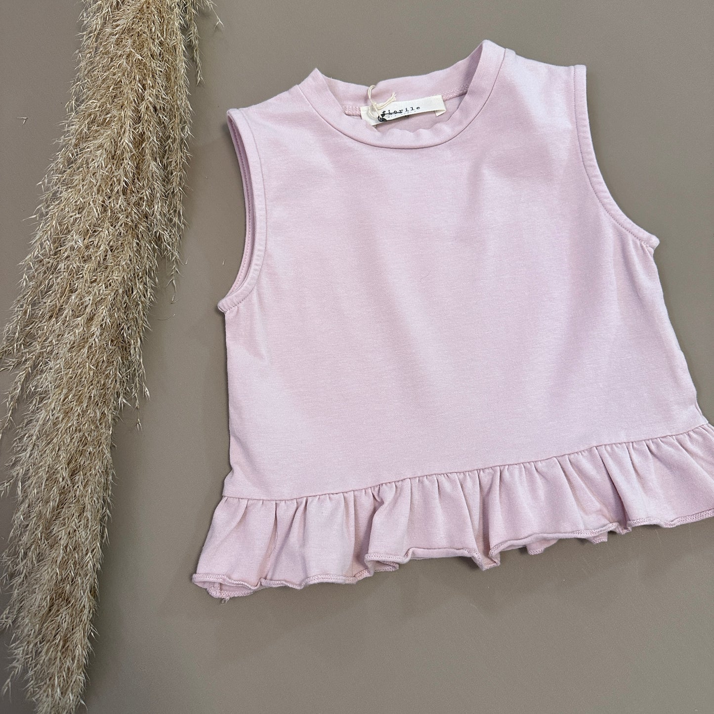 Top in jersey di cotone con ruches colore fiore