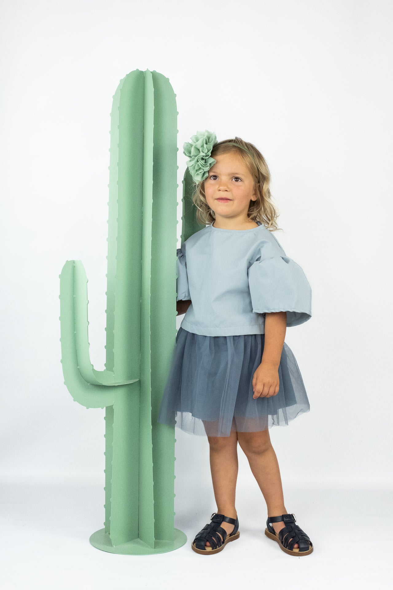 Blusa in cotone manica a campana sky
