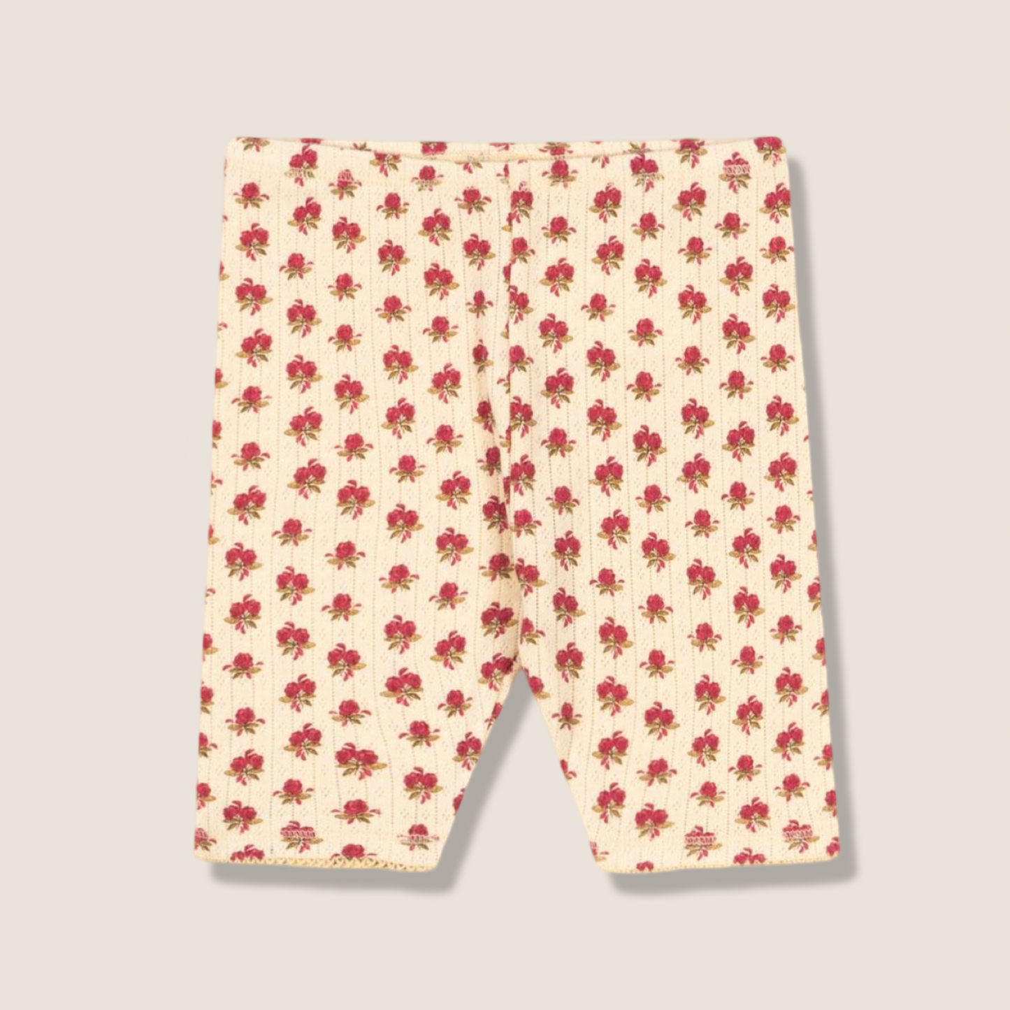 Leggings ciclista in cotone organico traforato con fiorellini