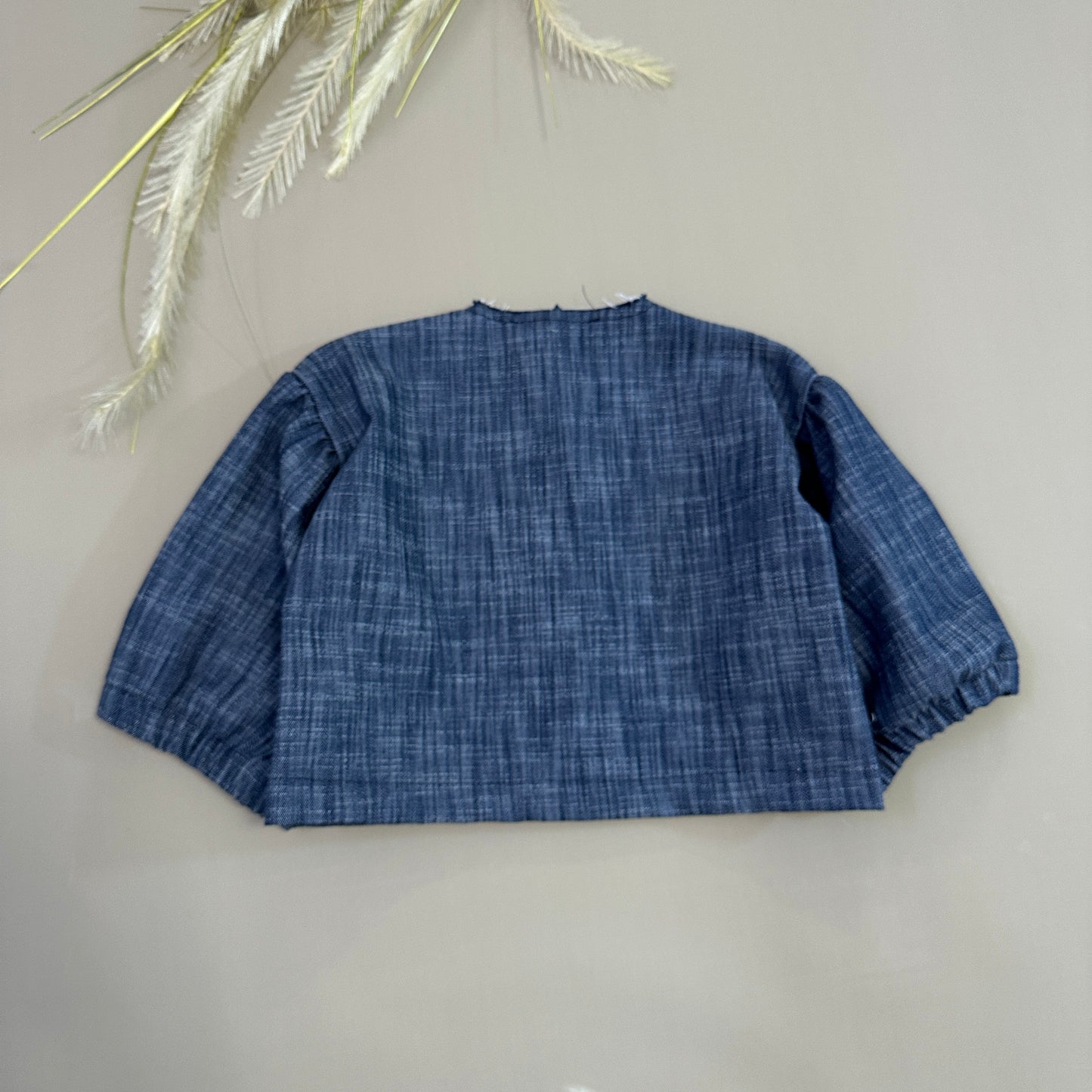 Giacca in denim manica a palloncino navy