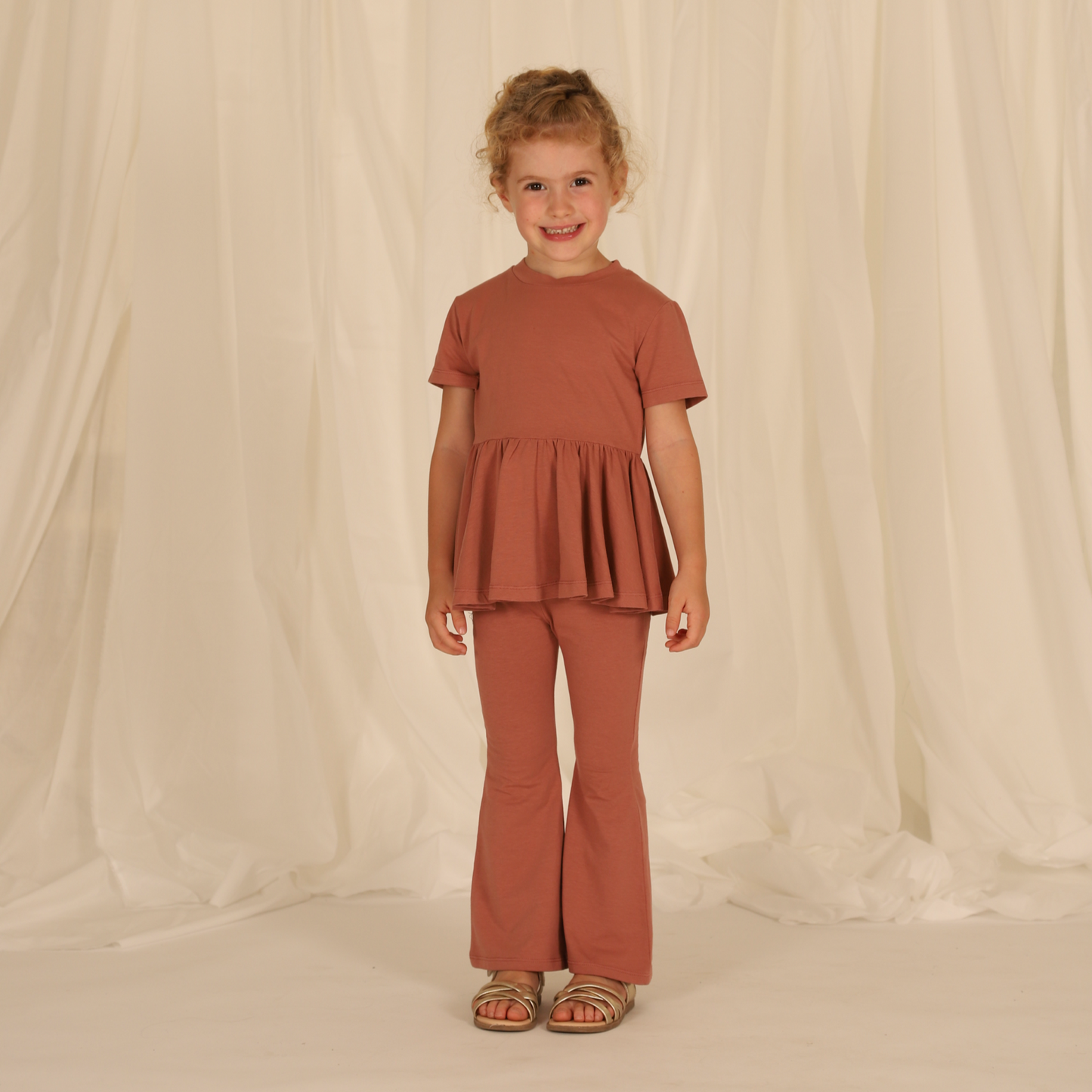 T-shirt svasata in jersey di cotone pink blush