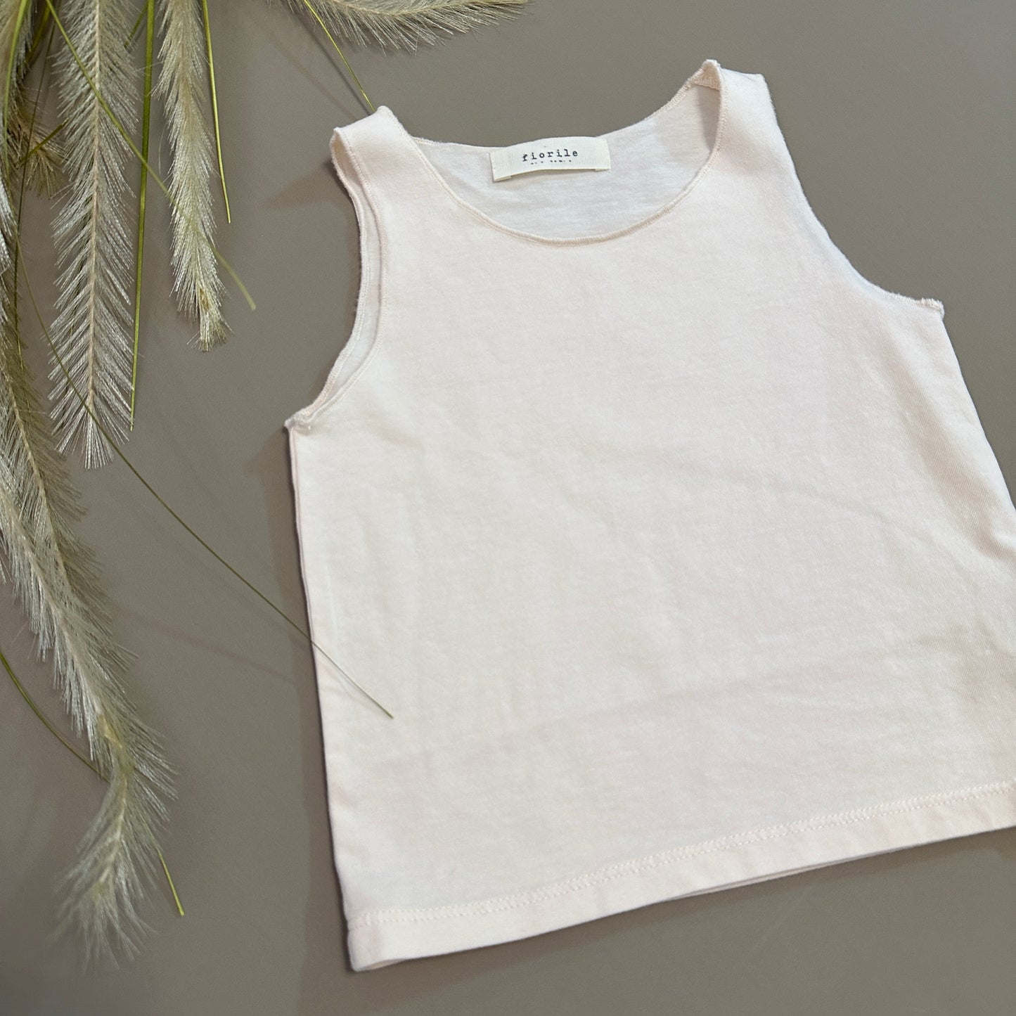 Top in jersey di cotone pesca