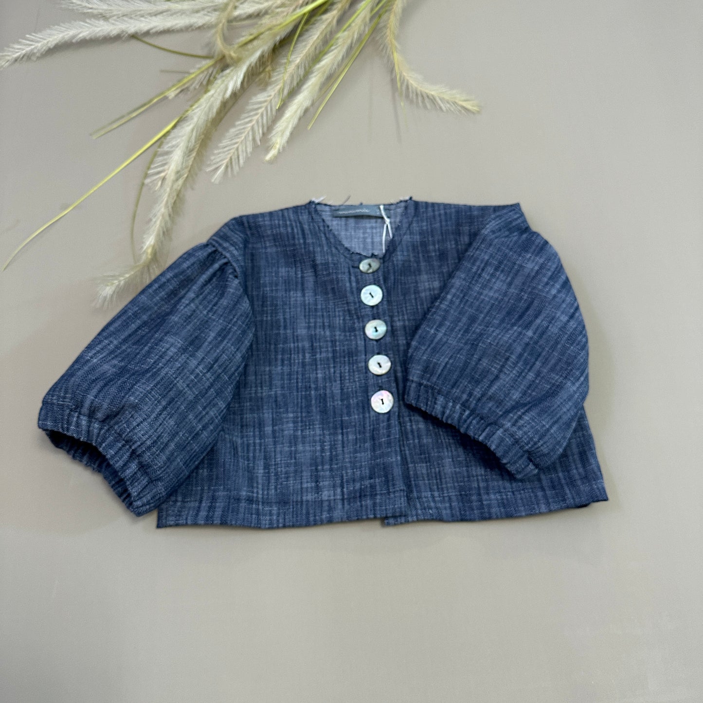 Giacca in denim manica a palloncino navy