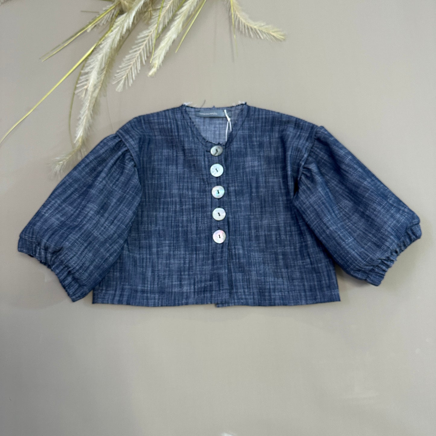 Giacca in denim manica a palloncino navy