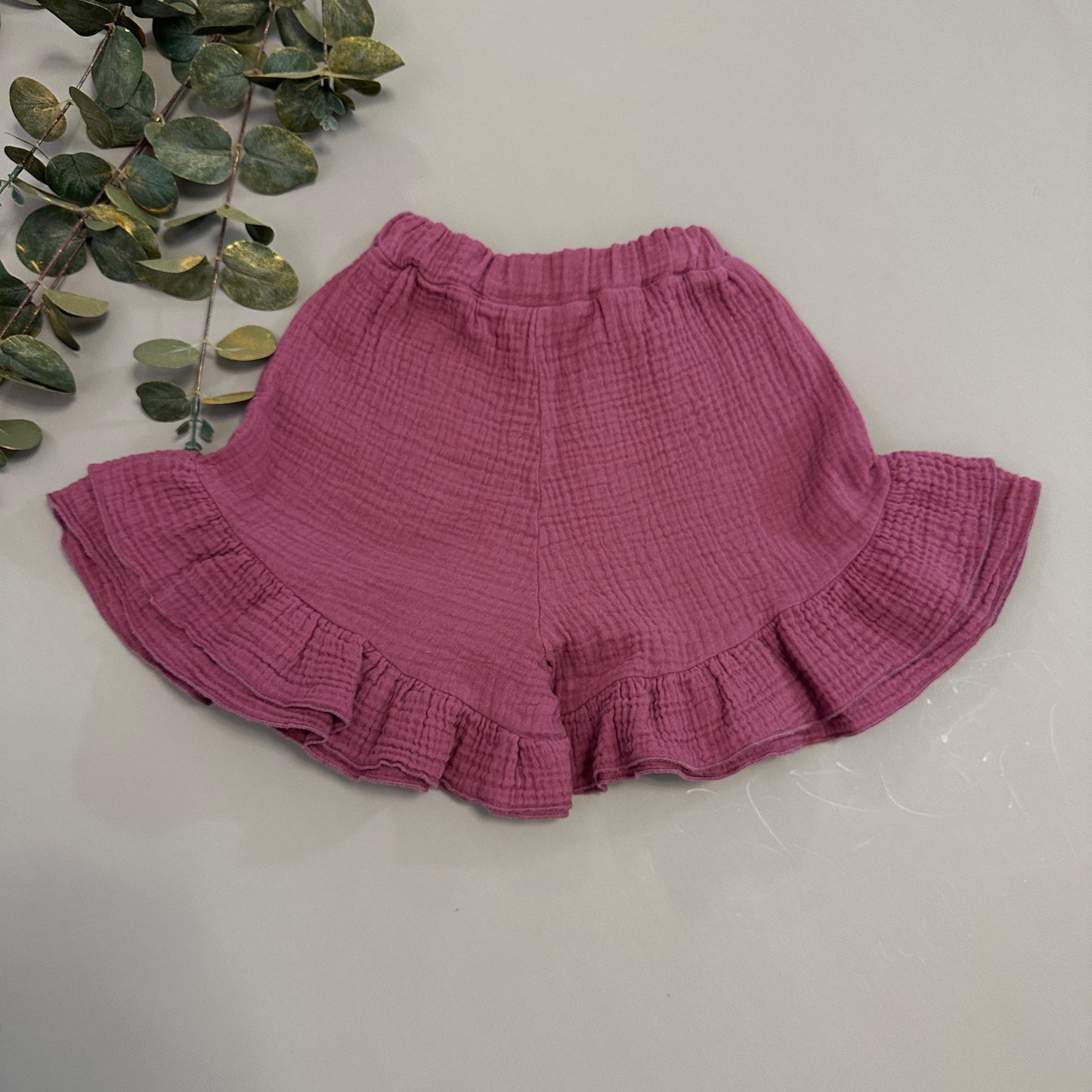 Pantaloncino in mussola di cotone feci rose