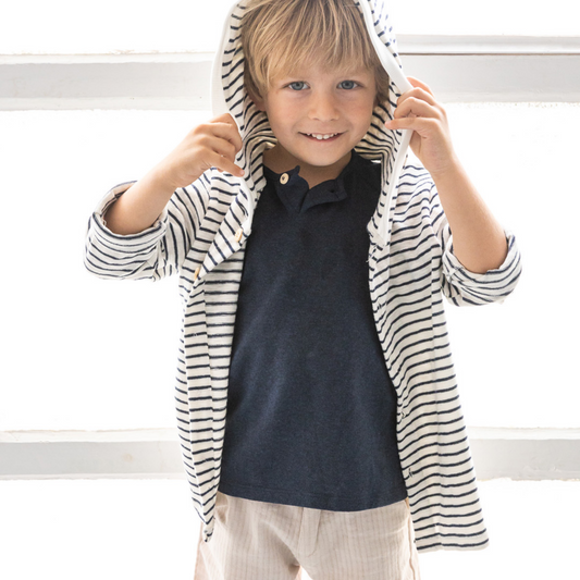 Cardigan in filo di cotone riga - leggerezza con stile