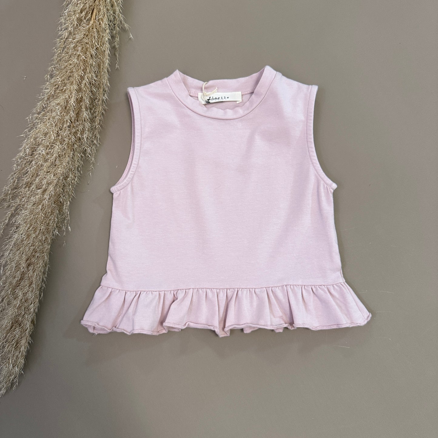 Top in jersey di cotone con ruches colore fiore