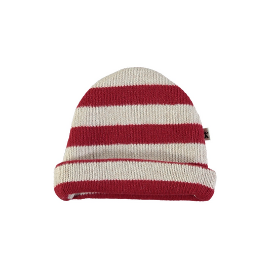 Cappello riga rosso e beige