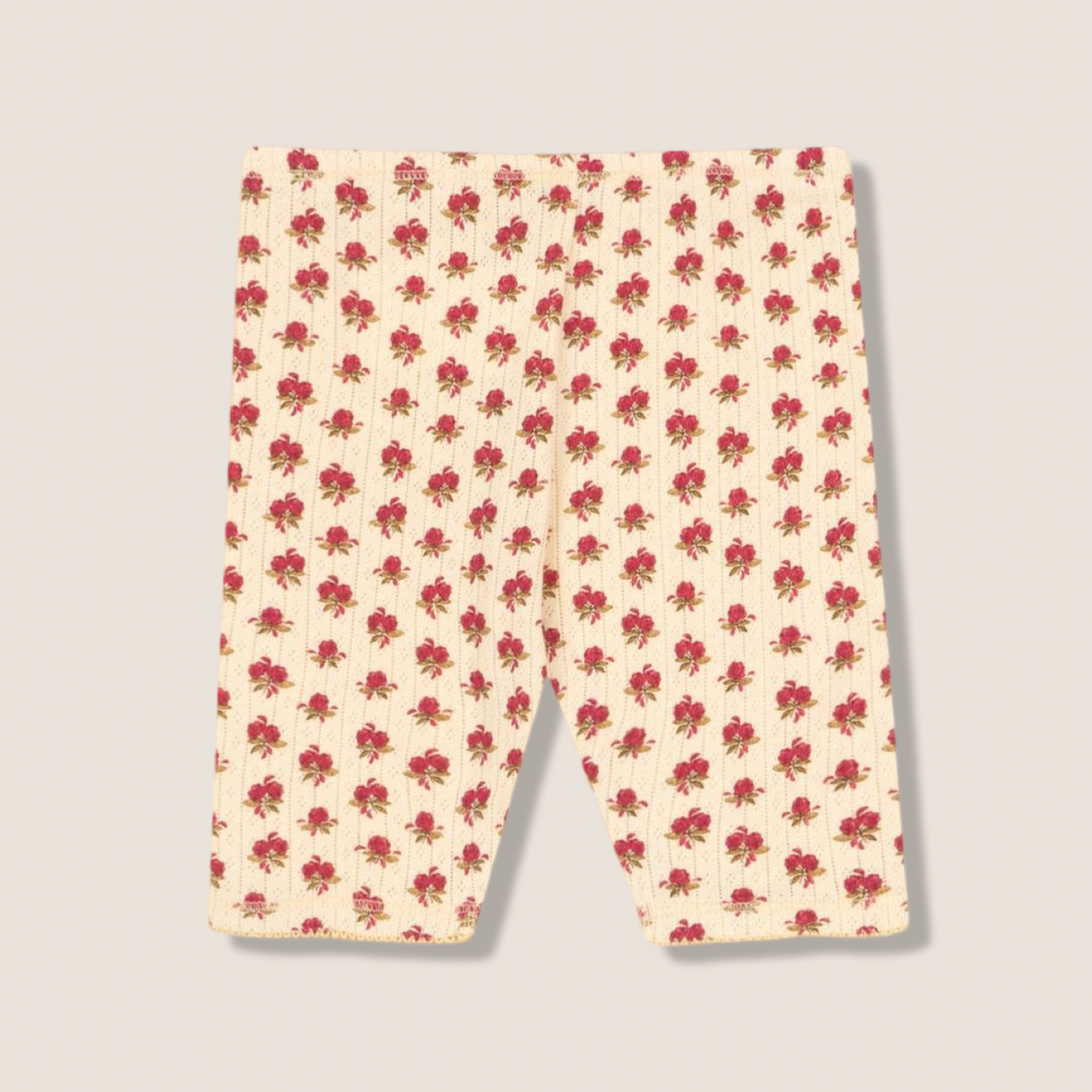Leggings ciclista in cotone organico traforato con fiorellini