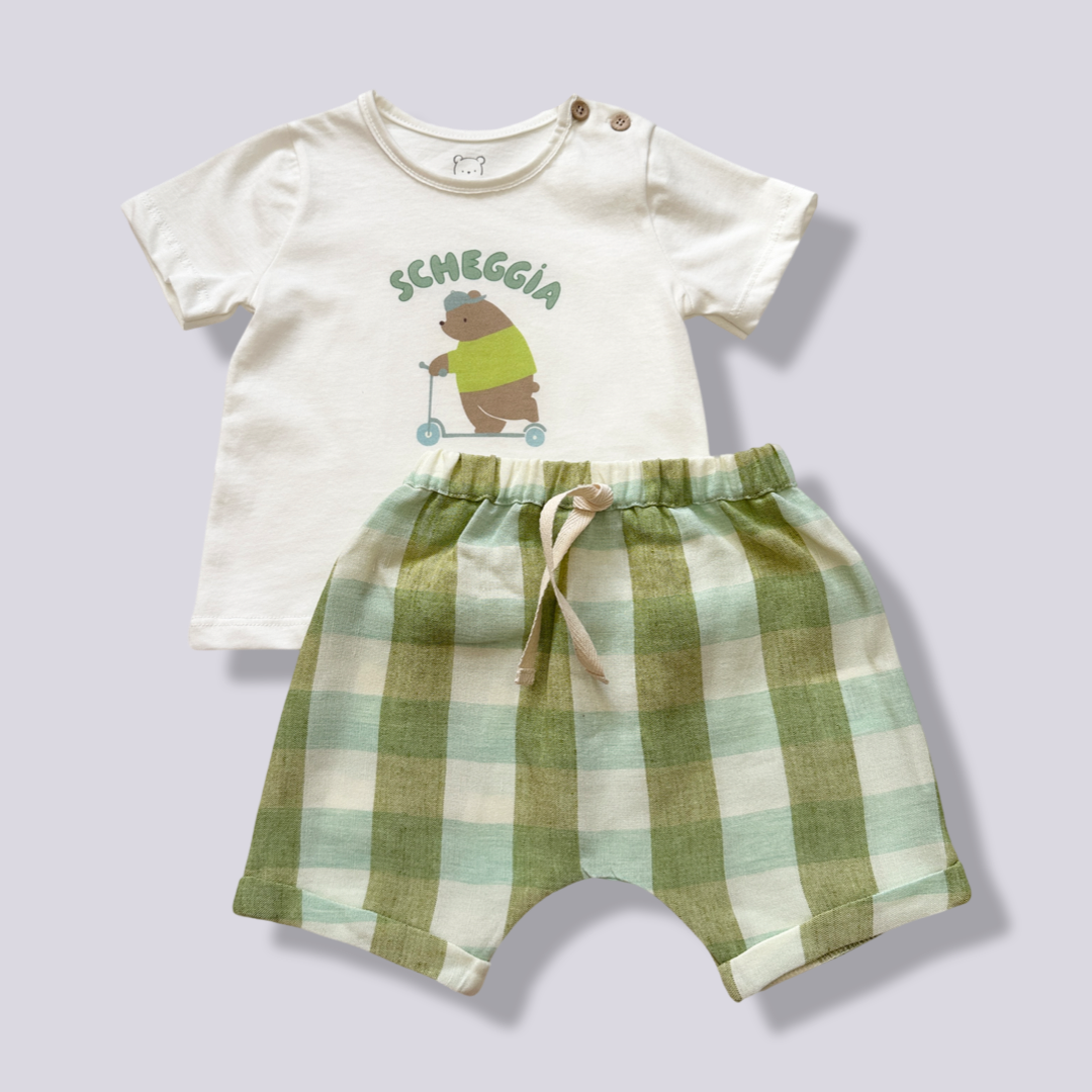 pantaloncino quadretti verde