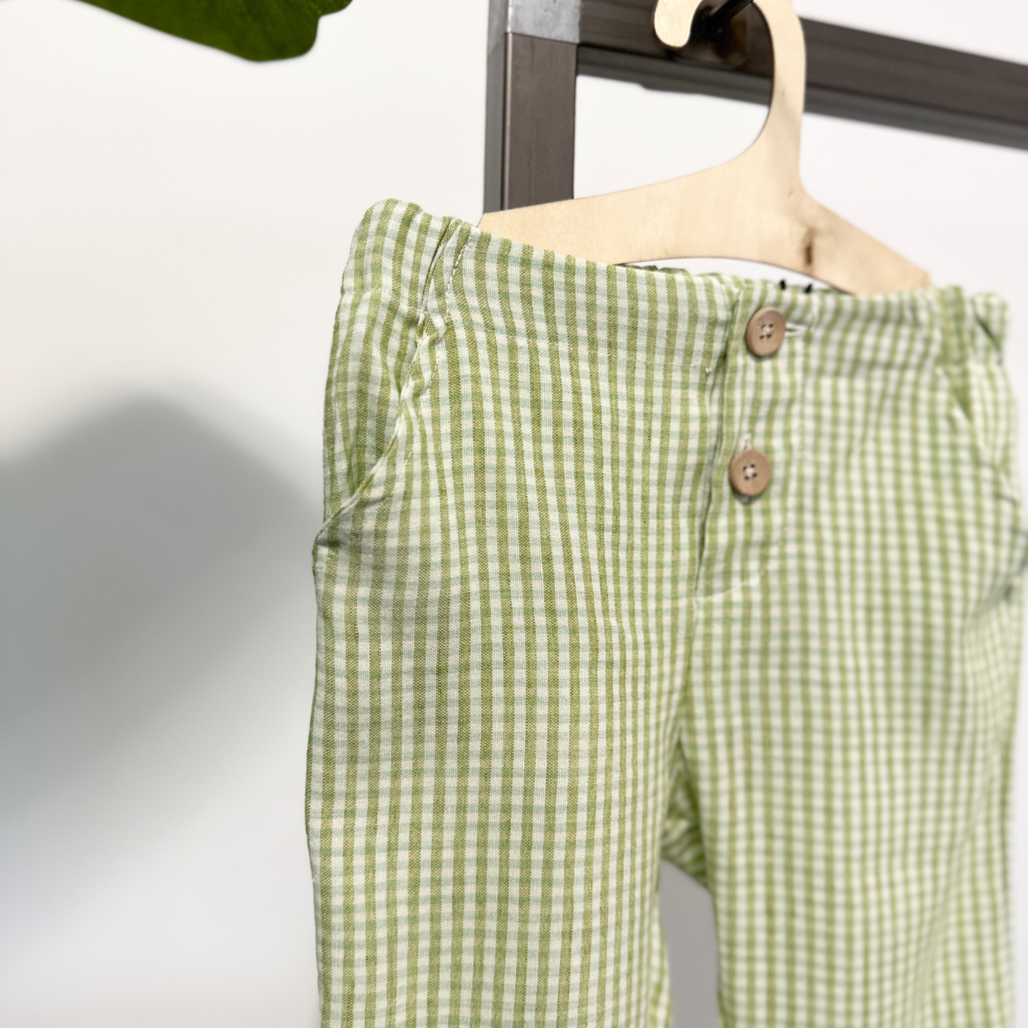 pantalone quadretto verde