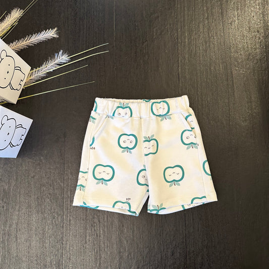 Pantaloncino in felpa con disegno di mele - stile giocoso e comfort