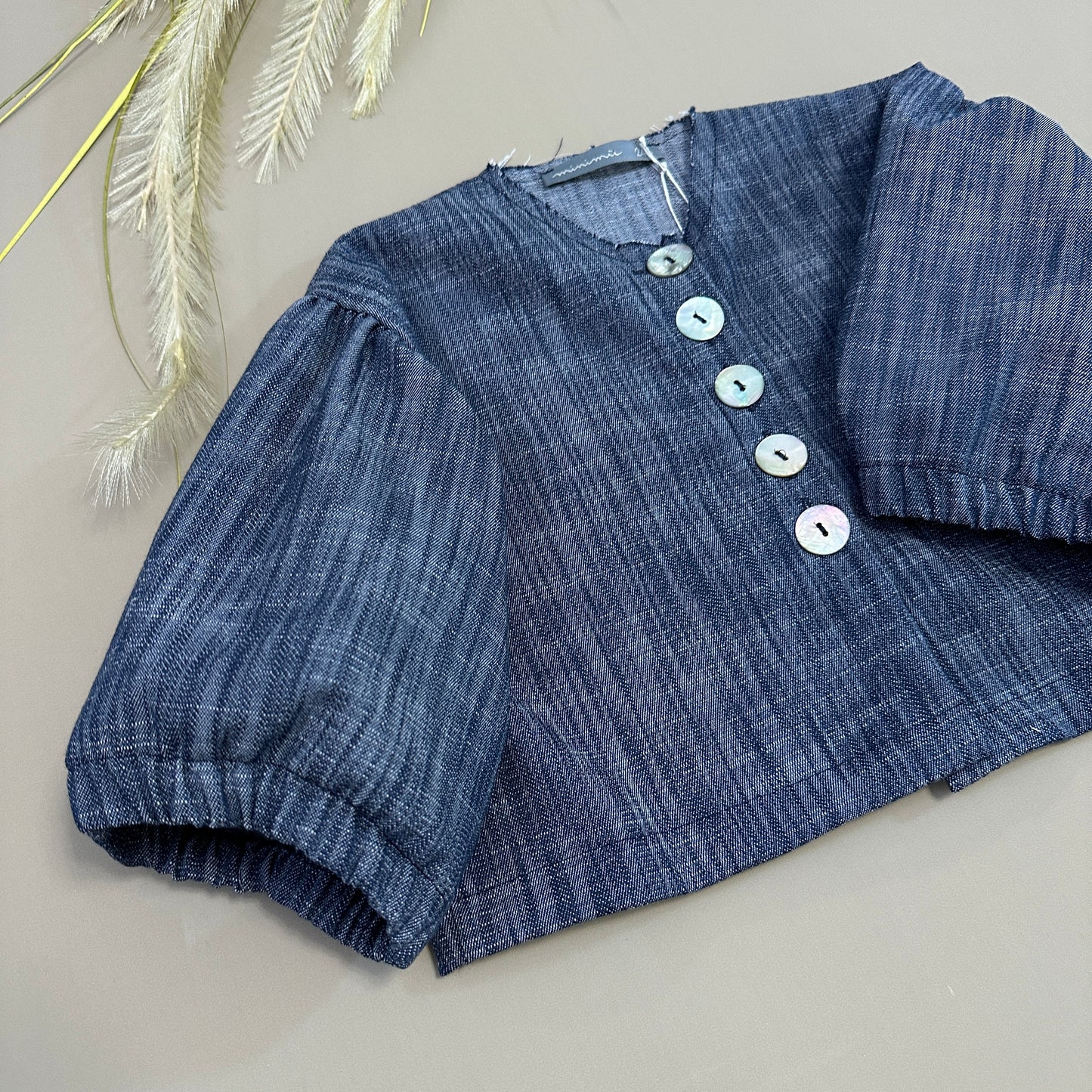 Giacca in denim manica a palloncino navy