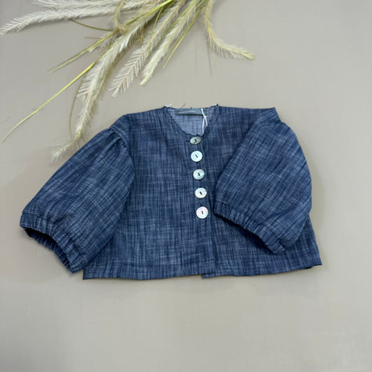 Giacca in denim manica a palloncino navy