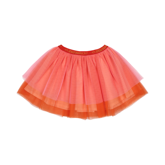 pink tiered skirt