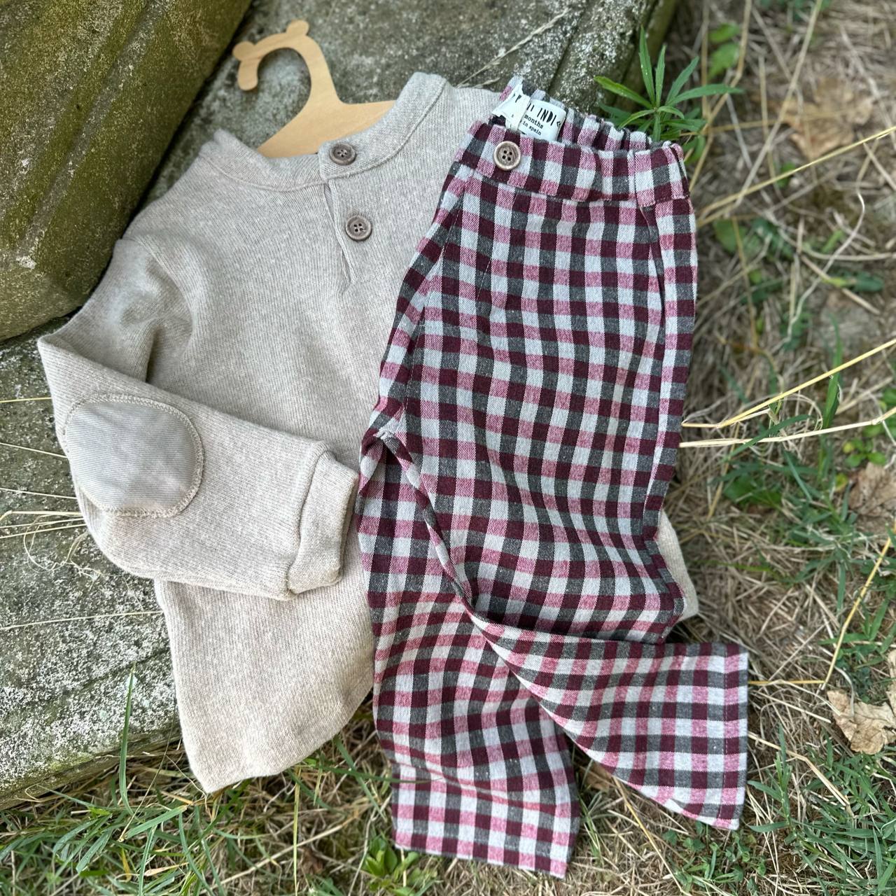 pantalone quadretti bordeaux