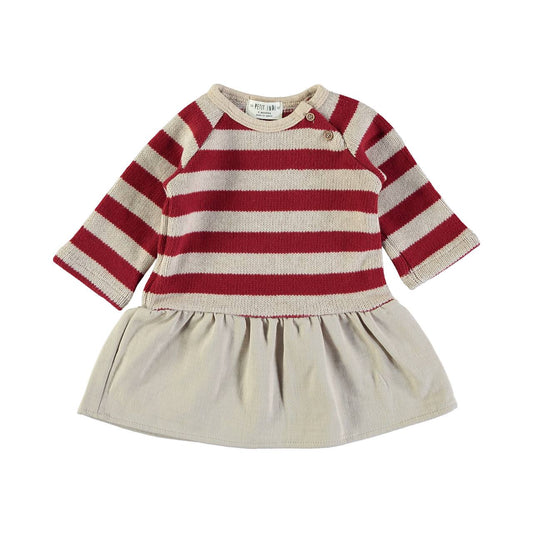 abito in maglia riga rosso e beige