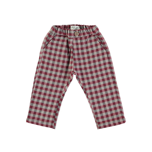 pantalone quadretti bordeaux