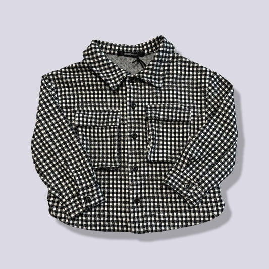 giacca-camicia quadretto nero